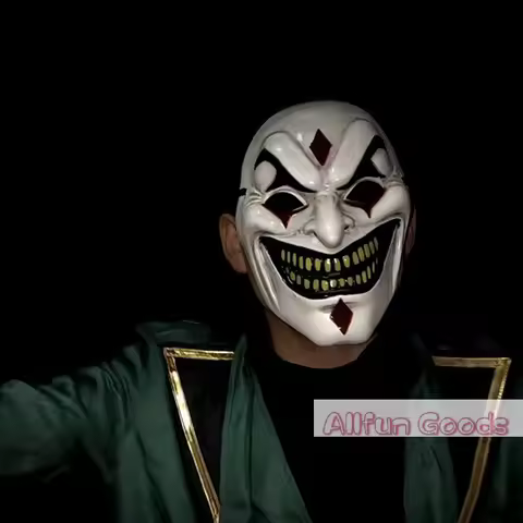 [TG835]New Full Face Mask Funny Big Gold Teeth Smiling Face Mask Cool Boy Headgear Halloween Cosplay