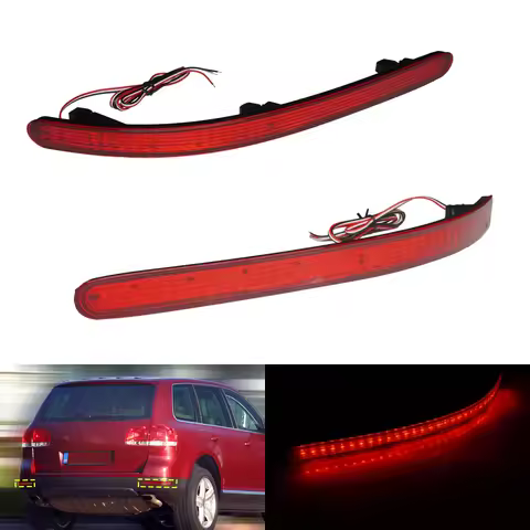 L+R Rear Bumper Reflector LED Stop Brake Light For 02-10 VW Touareg 7L6 7L7 7LA