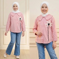 KEMEJA KATUN Gabriela Girls' Set Cotton Shirt + Cutbray Jeans