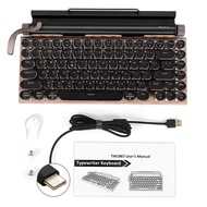 Retro Typewriter Keyboard Wireless Bluetooth Keyboard USB Mechanical Punk Keycaps for Desktop PC/Lap