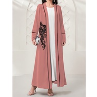 Muslim Islamic Femme Print Abaya Ramadan Demure Open Kimono Abaya 2024 Dubai Turkey Clothing For Wom