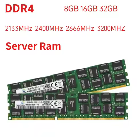 Server Memory DDR4 Ram 8GB 16GB 32GB PC4 2133MHz 2400MHz 2666MHz 2133P 2400T 2666V REG ECC Support X