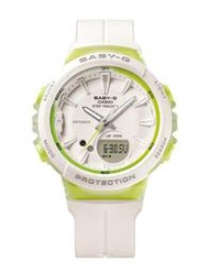 BABY-G CASIO 卡西歐街頭運動少女螢光綠白亮眼計步運動腕錶 型號：BGS-100-7A2【神梭鐘錶】
