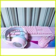 ♞,♘,♙STX540 COMBO PINK / WHITE / BLACK  INPLAY 4in1 Keyboard Mouse Headset Mousepad