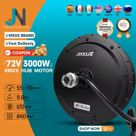 MXUS Brand Ebike Motor 72V 3000W 3K-Turbo Brushless Gearless Rear Hub Motor Wheel Dropout 142mm for 