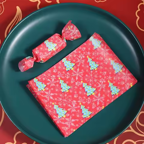 100Pcs/lot Christmas Printed Handmade Nougat Candy Packaging Oil Papers Milk Taffy Wrapper Xmas New 