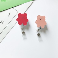 GIVEN Retractable Badge Reel Korea Bears Candy Color Reel Clip Acrylic Student Name Card Holder