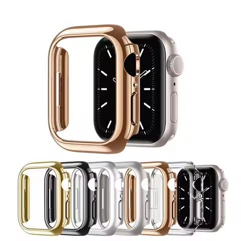 Plating Watch Case for Apple Watch 40/41/42/44/45/46mm, Hard PC Perforated Scratch-Resistant Protect