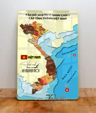 Tranh 3D bản đồ 34 tỉnh việt nam bản đồ 34 tỉnh Việt nam bản đồ hành chính việt nam Khung ảnh bản đồ