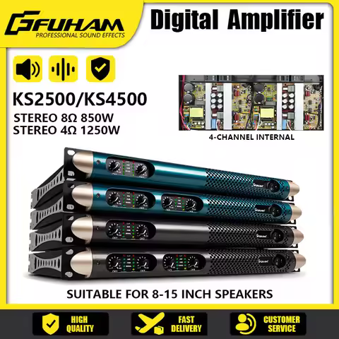 FUHAM KS2500 Power Amplifier 2/4 Channel 8 Ohm 850W Audio Amplifier Digital Amplifier Audio DJ Stage