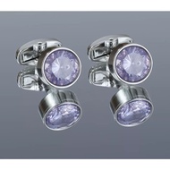 Luxury Purple Crystal High Quality Round Silver Color Shirt Cufflink