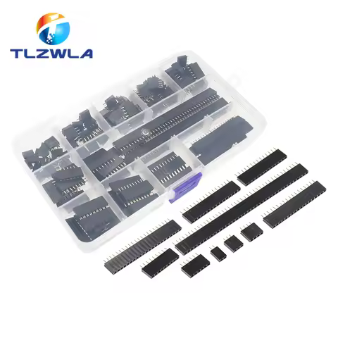 155PCS/Box 2.54mm Single Row Pin Socket Female Header Connector 2/3/4/5/6/7/8/9/10/12/20/40pin PCB B