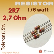 R Resistor 2R7 2.7R Ohm 1/6w 2.7 ohm 2r7ohm 1/6 watt 5%