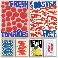 Colorful Cartoon Funny Food Canvas Prints Posters Painting Kitchen Vintage Wall Club Bar Shop Home D