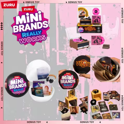 ZURU Mini Brands Really Works Vinyl Capsule Blind Box Unbox Music Vinyl Playset Fully Working Miniat