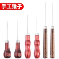 Hand-punched awl with double gourd-shaped wooden handle, leather shoe awl tool, all-steel slender aw