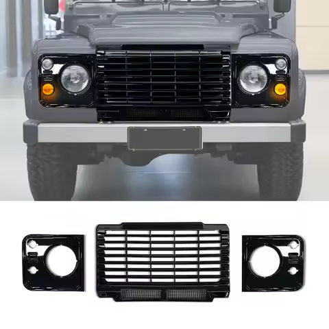 New Car Styling Glossy Black Front Grill Upper Grille For For Classic Land Rover Defender 90 110 Veh