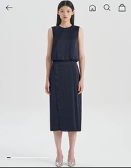 Theory Women Crushed Satin Tank Layer Dress - Deep Navy
