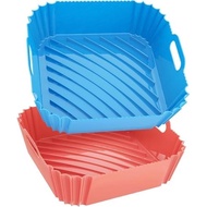 2 Pack Silicone Air Fryer Liners Reusable, 7.1 Inch Airfryer Liners 4-7 QT Square Air Fryer Liners S