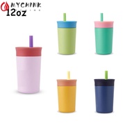 CHINK Toddler Cup with Straw, Stainless Steel 12 Oz Kids Water Bottle, Easy To Clean Spill Resistant