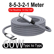 8m 5m 3m Long Type c Cable Fast Charging USB C cable Data Transmission C to C Charging Cord For  Rea
