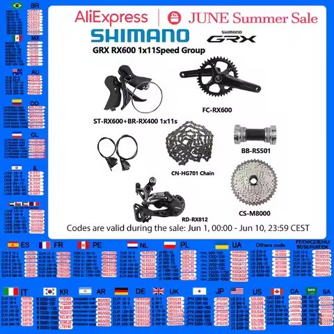 SHIMANO GRX RX600 1x11s Road Bike Groupset 170MM/172.5MM 40T RD RX812 Brake RX400 HG701 Chain M8000
