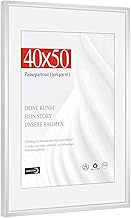HIMEETIME 1 x Picture Frame 40 x 50 cm Aluminium Silver Thin, Mount 30 x 40 cm, Picture Frame 40 x 5