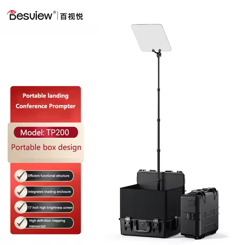 Desview TP200 17Inch Box Integrated Portable Teleprompter For DSLR Camera iPad Smartphone Interview 