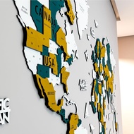 Colorfull Worlds 3D Wooden World Map Wall Art