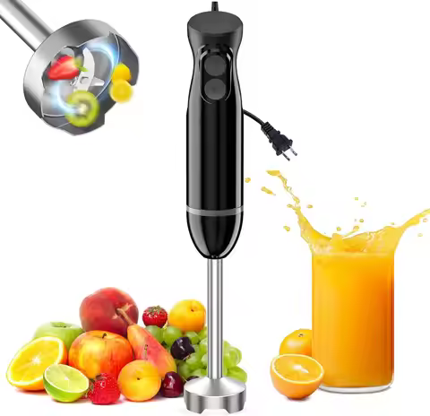 Hand Blender, Immersion Blender with 2 Speeds, Portable Stick Mixer with Stainless Steel Blades for 