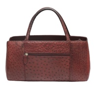 鴕鳥皮橫款全尖手提包

鴕鳥皮，酒紅色 [二手]