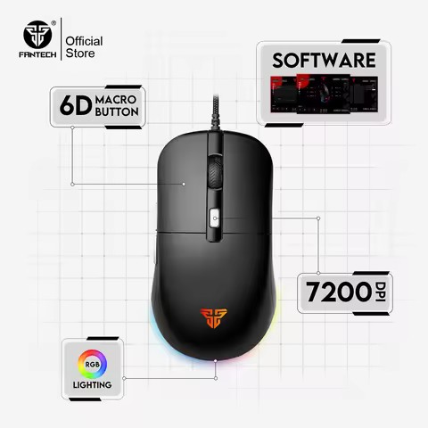 FANTECH KANATA S VX9S Wired Gaming Mouse 7200DPI HUANO 10M Switch 6 Macro Button Optical Mouse Mice 