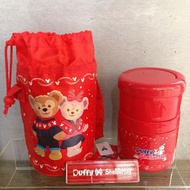 香港迪士尼帶回 達菲熊 雪莉玫 紅色雙層餐盒 便當盒 保溫
