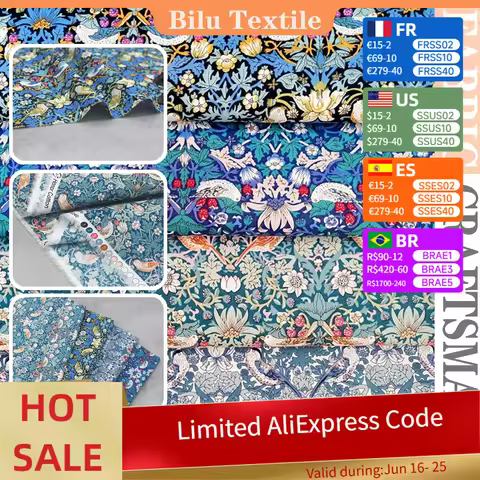 1M/3M/5M/10M Liberty London Cotton Fabric - 100% Pure Cotton for Sewing & Home Textiles (by Meter)