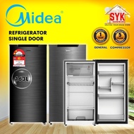 SYK Midea Single Door Refrigerator 1 Door MDRD229FGD42 MDRD229FGD28 Small Fridge Black Silver Peti Sejuk 1 Pintu Kecil