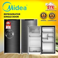 SYK Midea Single Door Refrigerator 1 Door MDRD229FGD42 MDRD229FGD28 Small Fridge Black Silver Peti S