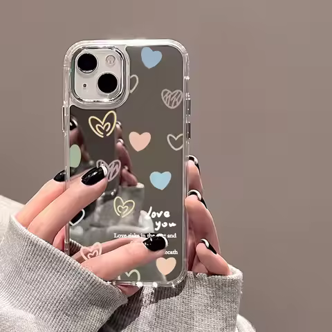 Cute Love Heart Phone Case For iPhone 13 Case iPhone 16 15 Pro 11 12 14 Pro Max XR X XS Max Shockpro