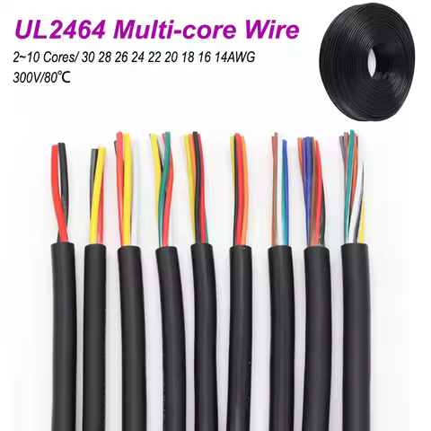 2-10m UL2464 Multi-Core Wire 30 28 26 24 22 20 18 16 14AWG/2 3 4 5 6 7 8 9 10Cores Channel Audio Pow
