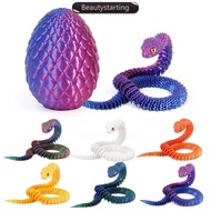 BEAUTYSTARTING 3D Printed Snake Egg Action Figure Toys Creative Stress Relief Rotatable Desktop Orna