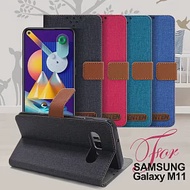 GENTEN for 三星 Samsung Galaxy M11 自在文青風支架皮套藍