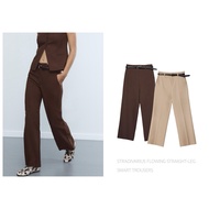 STRADIVARIUS STRAIGHT-LEG Pants For Work High Waist FLOWING SMART TROUSERS (A2602)