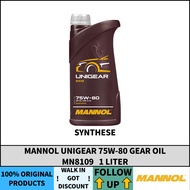 MANNOL MN8109 Unigear 75W-80 1L GL-4/GL-5 Manual Gear Oil (MADE IN GERMANY)