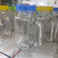 Gelas Mug Jar +Tutup Warna Warni - 600ml 1Pcs / Gelas Mug Jar Jumbo / Gelas Kaca Murah / Gelas Tangk