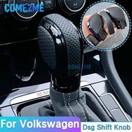Chrome Matt With Leather Shift Knob Gear Side Cover DSG Emblem For VW Golf 6 7 R GTI Passat B7 B8 CC