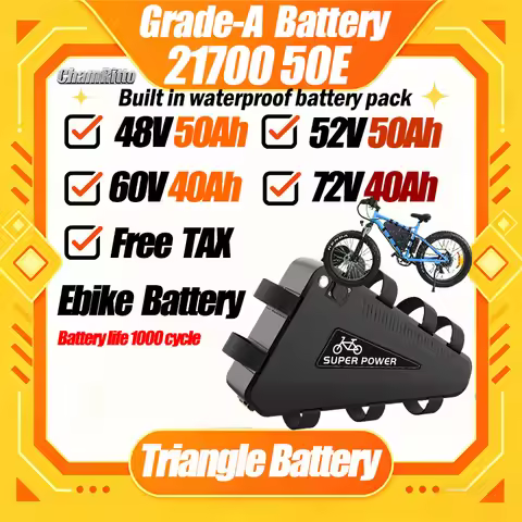 48V E bike 21700 Battery Rechargeable Cell 72V 60V 52V Triangle 30AH 40AH 50Ah Huge Capacity 1000W 2