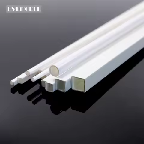 ABS00 48pcs Styrene Round ABS Rod Square ABS Rod Round Pipe Tube Hollow Square Tube Pipe Sections Ar