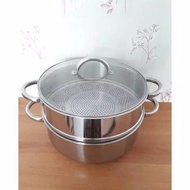 Super Steamer 40cm 2 Stacks Supra Stainless Steamer Pot With Glass Lid