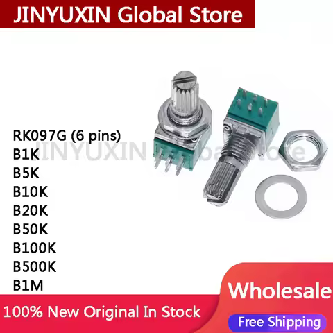5PCS RK097G 6 pins B1K B5K B10K B20K B50K B100K B500K 15mm, 5 feet B1K B5K B10K B20K B50K B100K B500
