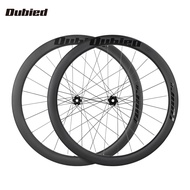 Dubied Road Bike Carbon Wheel 700C 48MM Rim 4 Bearing Hub Pillar Spokes Thru Axle Center Lock Disc Brake Wheelset Ultra Light Carbon Fiber Wheel set