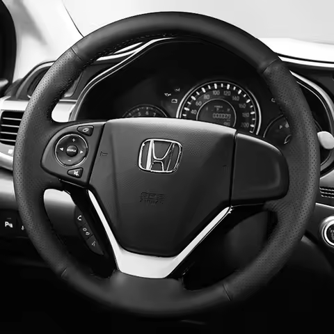 Custom Car Steering Wheel Braid Cover Genuine Leather 100% Fit For Honda Fit CRV Crider Honda Civic 